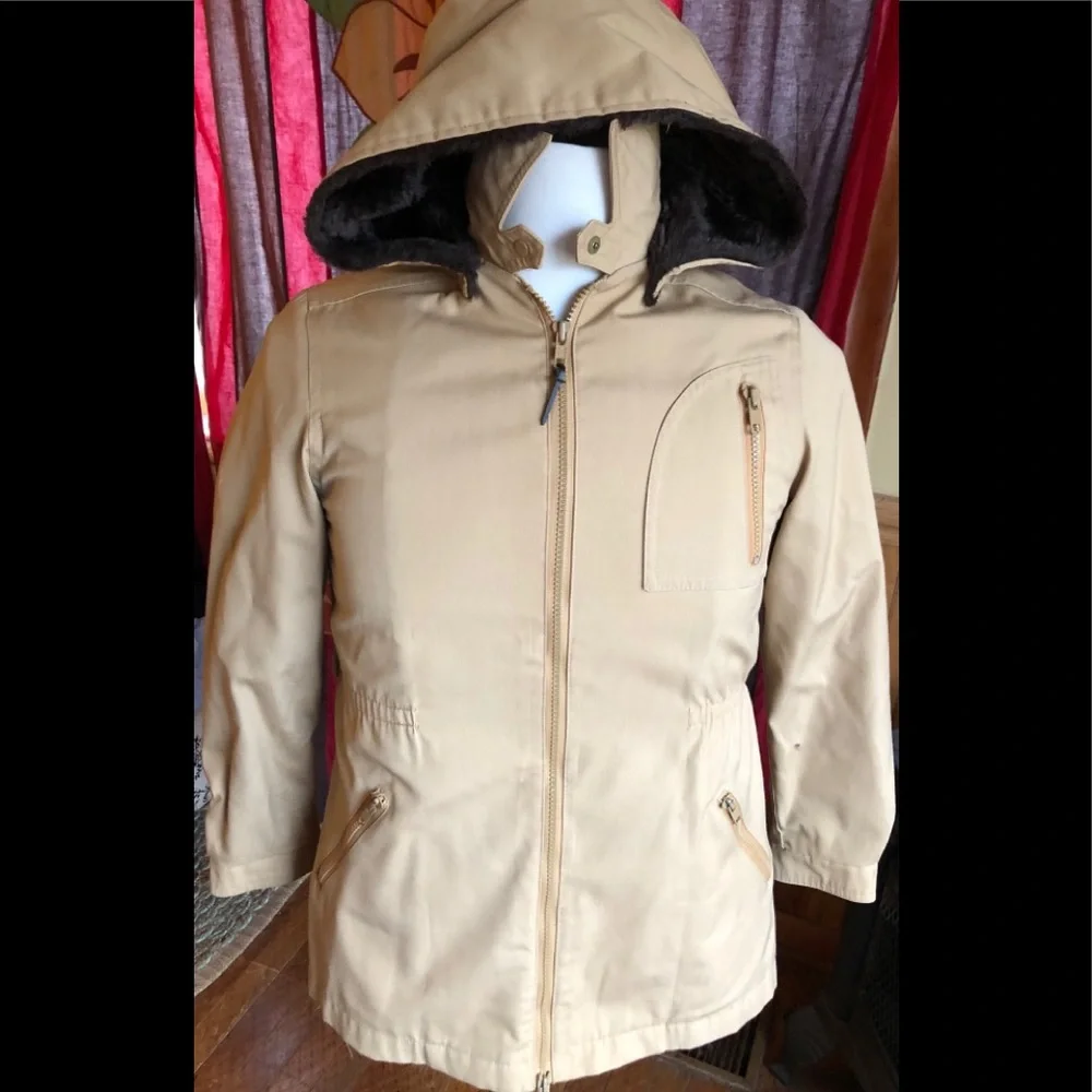 London Fog Hooded Short Trench Coat Jacket Khaki S - Picture 1 of 8